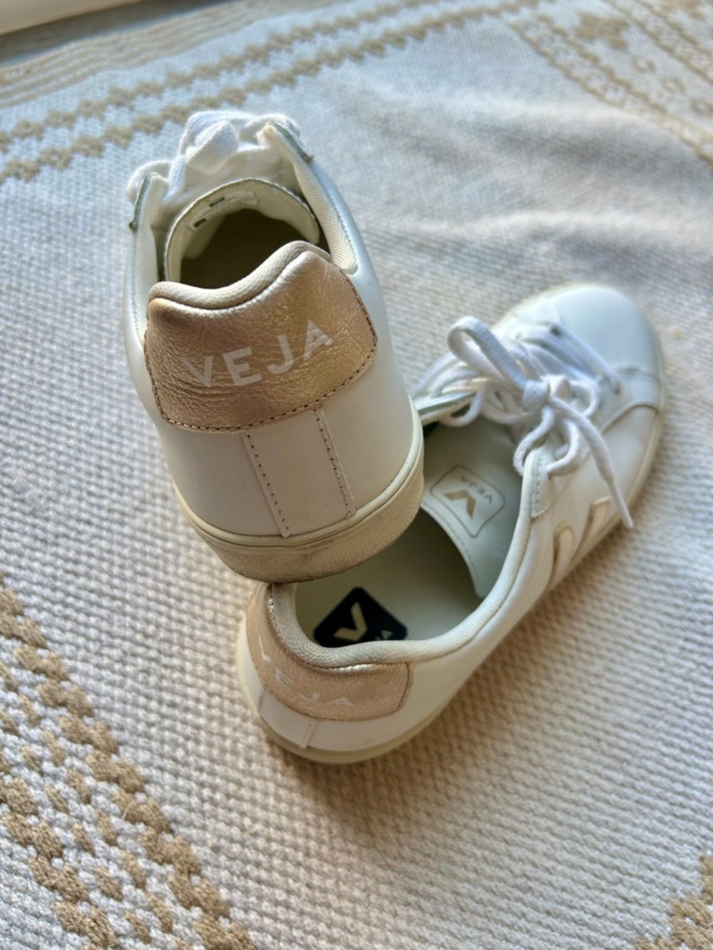 Veja White  Esplar Leather Sneakers - Picture 7 of 7